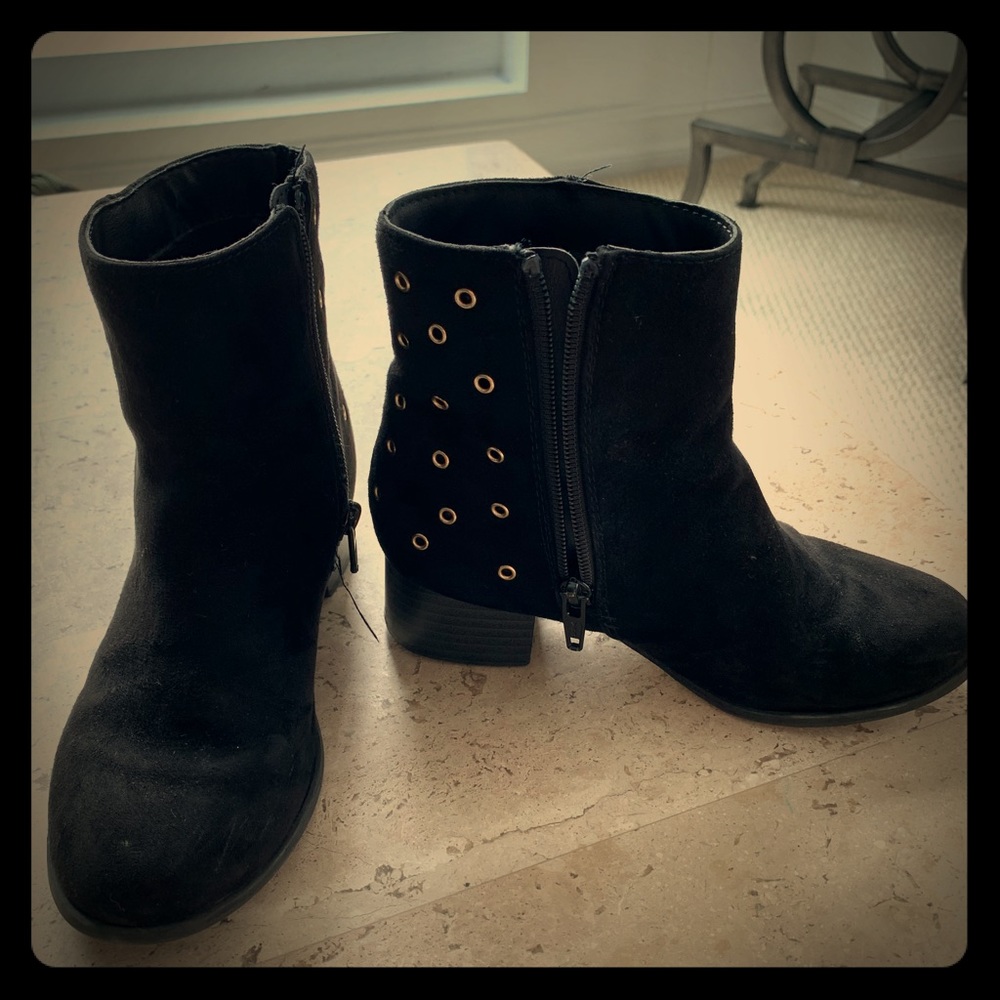 Black girls boots gold bling size 1